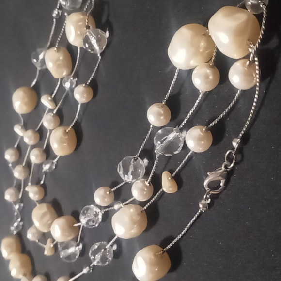 Long necklace 66 inches long or layered.silver chain with chunky beads. - Picture 2 of 8